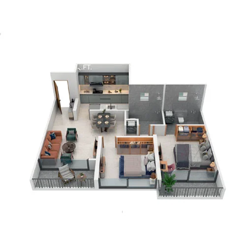 2 BHK Floor Plan at Harivishva Skyfinia Tathawade Pune